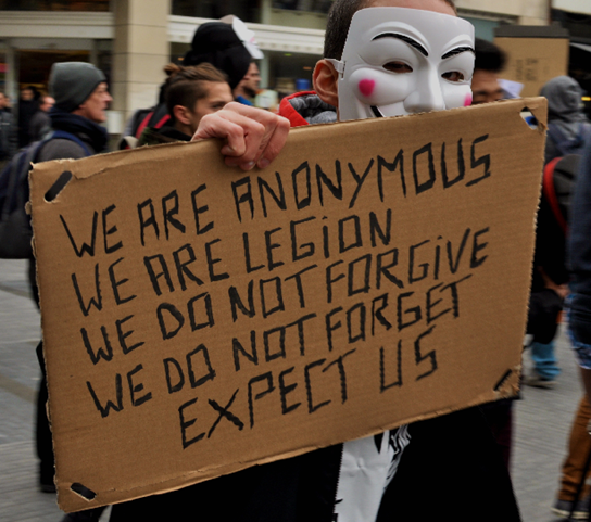 Manifestation des Anonymous à Bruxelles