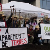 ONG devant la tour des finances. Photo : Béatrice Pitre