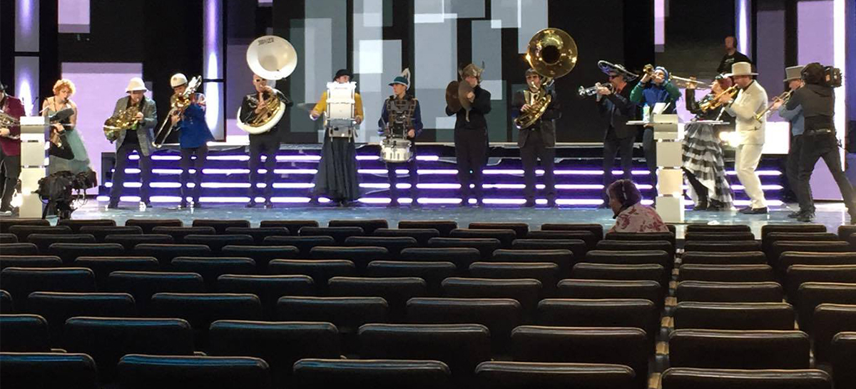 orchestre en répétition avant le coup d'envoi de la cérémonie des Magritte