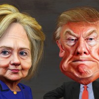 Caricatures de Trump et Clinton