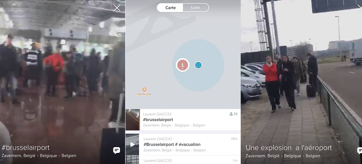 Screenshots de l'application Periscope