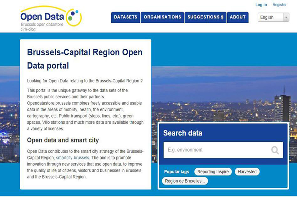 La page d'accueil du site opendatastore.brussels, le site d'open data de la Région bruxelloise