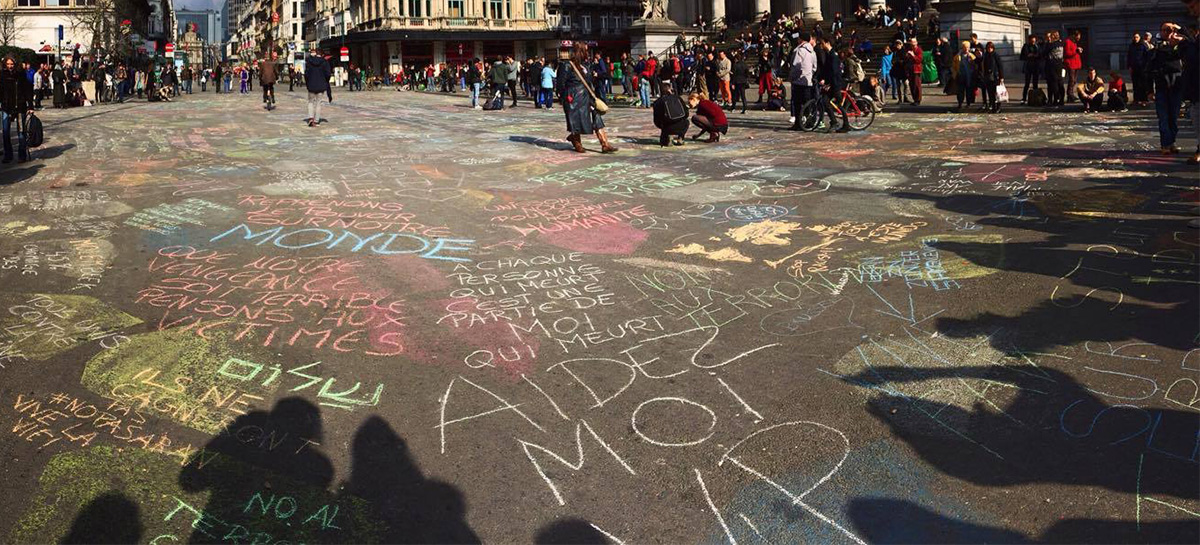 Place de la Bourse après les attentats