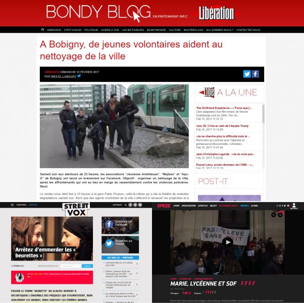 collage d'article Bondy Blog, Street Press et Spicee