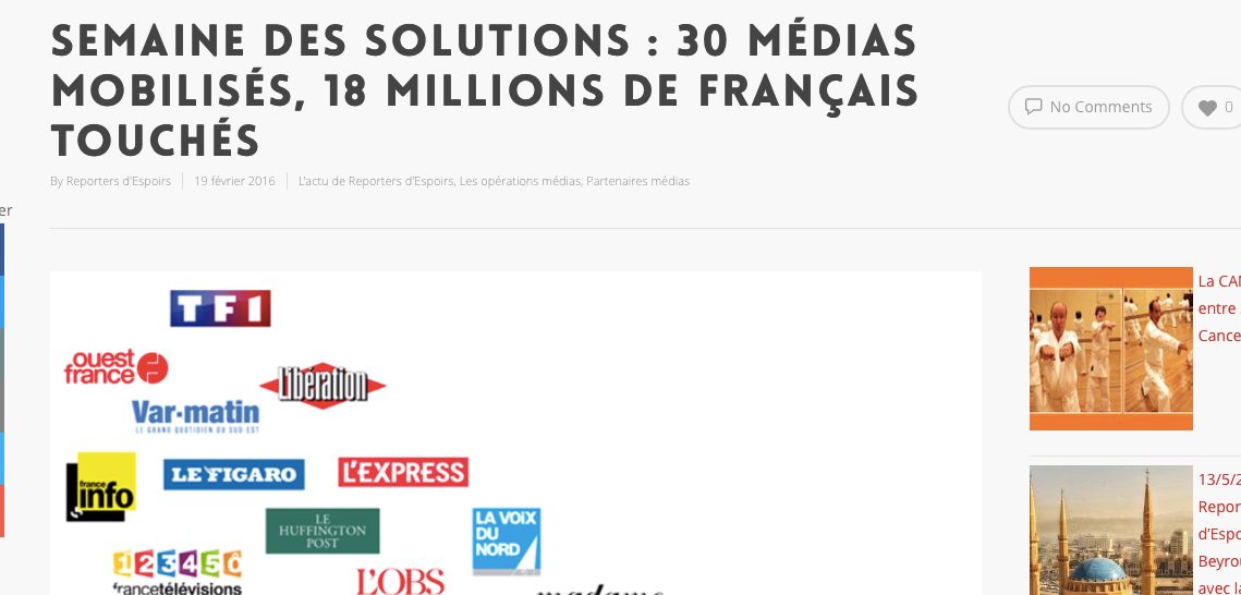 Journalisme de solution : Reporter d'Espoir