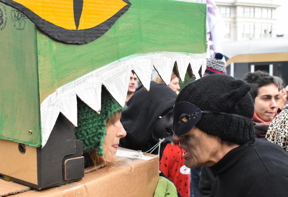 Le crocodile et la chauve-souris se regardent droit dans les yeux.