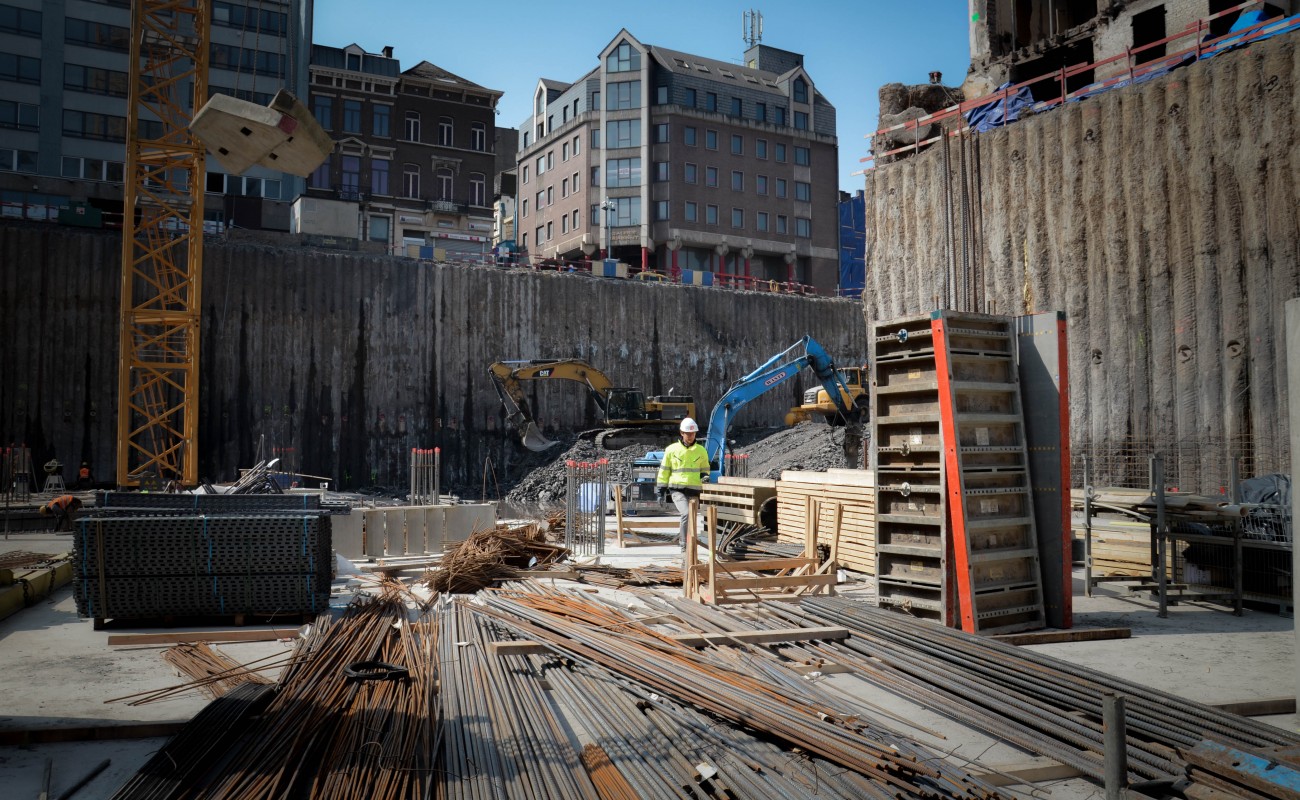 Vue du chantier "Rive Gauche", Place Albert 1er.