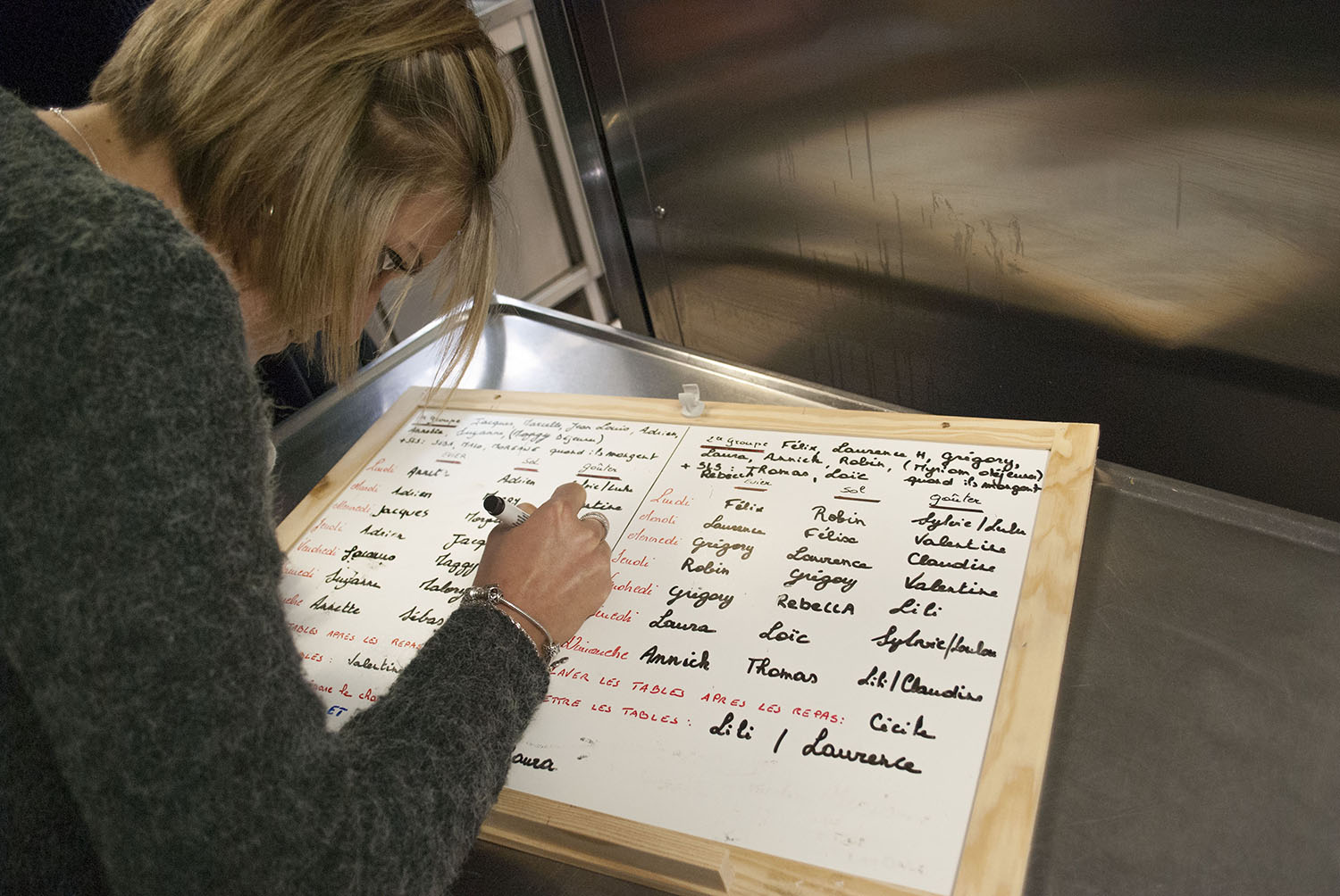 Planning des tâches du Chantoir réalisé par Marie, éducatrice spécialisée